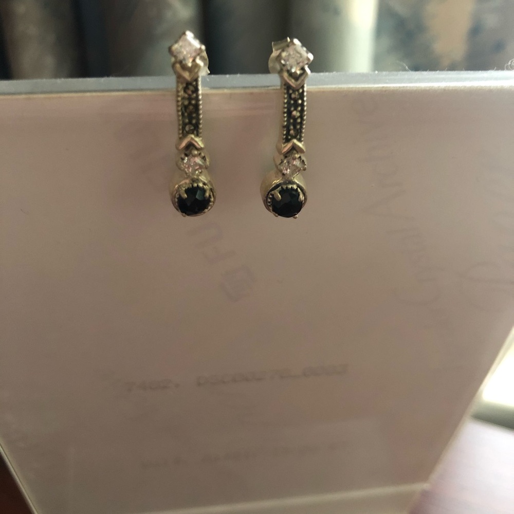 Black onyx, diamond, marcasite, silver set